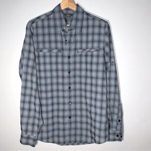 Royal Robbins Go Everywhere long sleeve button-down blue plaid shirt, Size Small